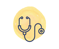 Cartoon of a stethoscope with a yellow background